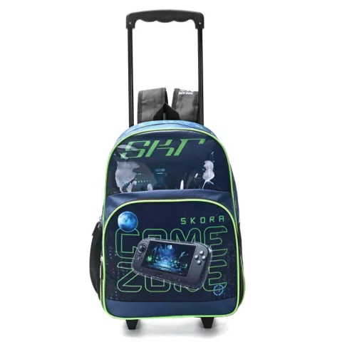 MOCHILA SKORA CARRO GAME 2 CIERRES 16 PULGADAS 40X30X17CM COLOR AZUL (BTS) (37651)