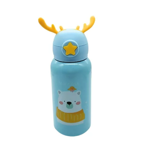 BOTELLA TERMICA DE ACERO INOXIDABLE ESTAMPADA CON PICO 500ML COLOR CELESTE (BTS) (P8676A)