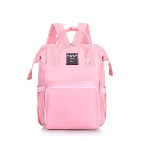 MOCHILA TRENDY MATERNAL 2 CIERRES 17 PULGADAS 42X26X21CM COLOR ROSA (16479B)