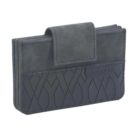 TARJETERO AMAYRA DE CUERO SINTETICO 13X8X2 COLOR NEGRO PRECIO UNITARIO (67B969A)