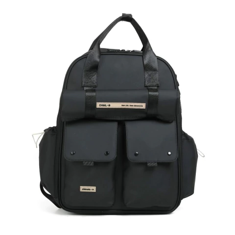 MOCHILA MATERNAL CHIMOLA CON BOLSILLOS Y CAMBIADOR 44X36X16 COLOR NEGRO PRECIO UNITARIO (M207A)