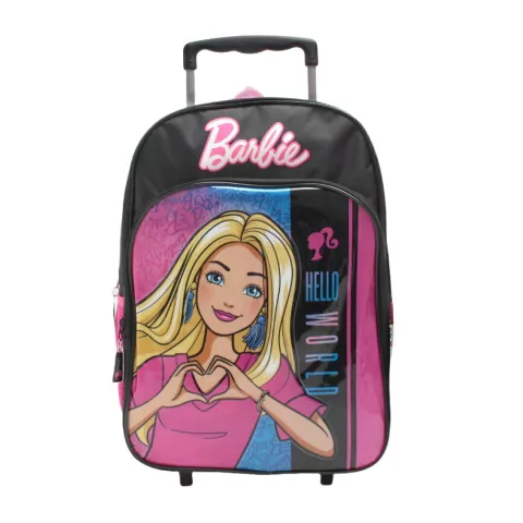 MOCHILA CARRO BARBIE 2 CIERRES 16 PULGADAS 45X30X15CM BASE NEGRO PRECIO UNITARIO (BTS) (11755A)