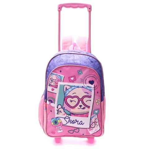 MOCHILA SKORA CARRO GATO 16 PULGADAS 30X40X12 COLOR ROSA - LILA PRECIO UNITARIO (BTS) (37629)