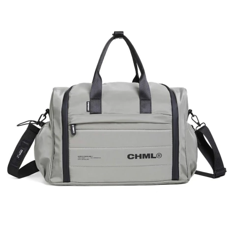 BOLSO DE VIAJE CHIMOLA DE NYLON 2 CIERRES CON BOLSILLOS 49X31X21 COLOR GRIS PRECIO UNITARIO (BP106B)