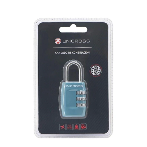 CANDADO UNICROSS CON COMBINACION COLOR CELESTE PRECIO UNITARIO (62112B)