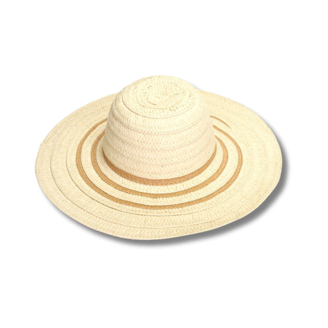 CAPELINA DE DAMA RAFIA TRENDY CON DETALLES CAMEL - COLOR CRUDO (52474C)