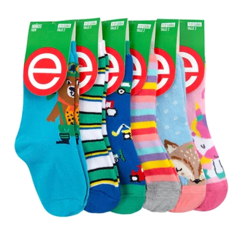 MEDIA 1/2 CAÑA DE NIÑ@S ESTAMPADO TALLE 0 ELEMENTO PRECIO POR PACK (1020T0)