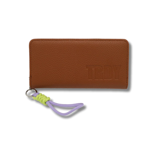 BILLETERA FICHERO DESPLEGABLE CON CIERRE TRENDY DE CUERO SINTETICO 18X9X3CM COLOR SUELA (28347B)