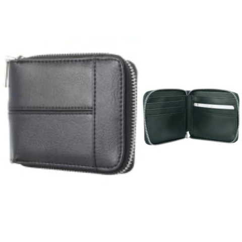 BILLETERA DE CUERO SINTETICO BAGCHERRY CON CIERRE 11X9X2CM COLOR NEGRO (236211A)