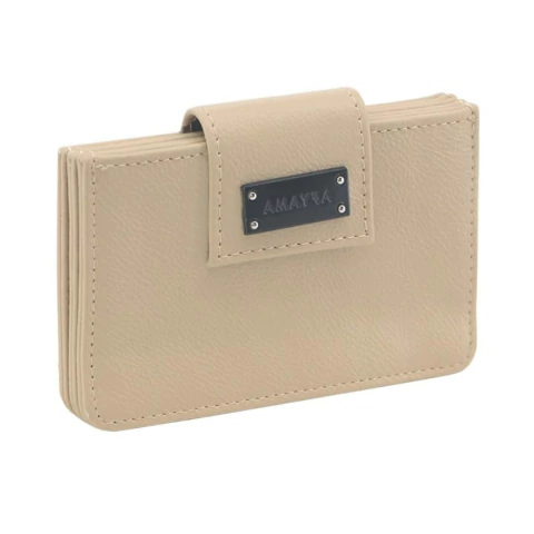 TARJETERO AMAYRA DE CUERO SINTETICO 13X8X2 COLOR BEIGE PRECIO UNITARIO (67B972C)