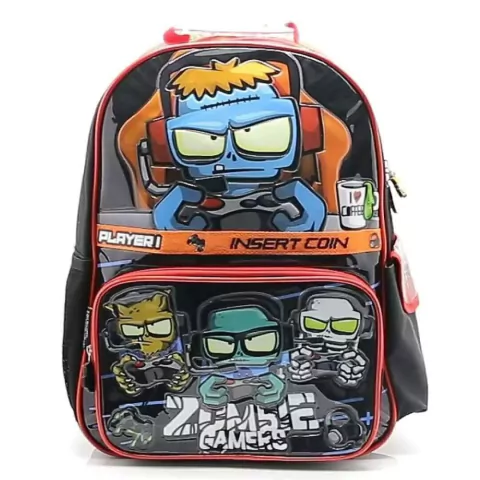 MOCHILA CRESKO ZOMBIE GAMER 16 PULGADAS 2 CIERRES 40X28X12CM COLOR ROJO PRECIO UNITARIO (BTS) (OM502)
