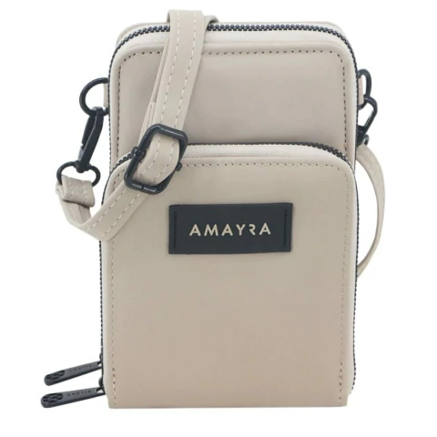 BANDOLERA PORTACELULAR AMAYRA 2 CIERRES 18X11X4 COLOR BEIGE PRECIO UNITARIO (67B9413)