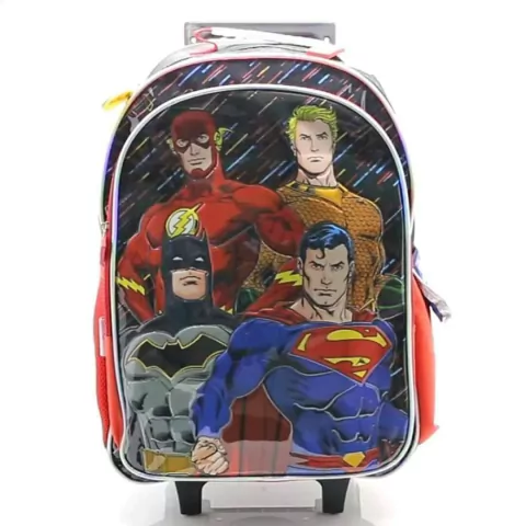 MOCHILA CARRO CRESKO LIGA DE LA JUSTICIA 3 CIERRES 18 PULGADAS 45X35X18CM COLOR NEGRO PRECIO UNITARI (LJ391)