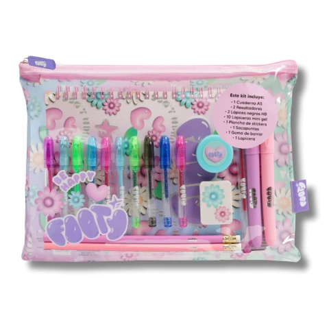 SET DE UTILES FOOTY DISEÑO MARGARITA CUADERNO A5 RESALTADORES LAPICES LAPICERAS GOMA SACAPUNTA (501B) - comprar online