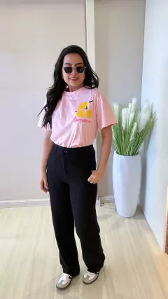 T-SHIRT 100% ALGODÃO - ROSA/LEMONS