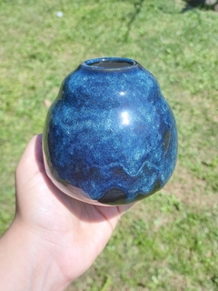 Vaso preto e azul caribe - Supernova Ateliê