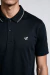 Camisa Polo Masculina Preta Gola Texturizada Borda Branca - comprar online