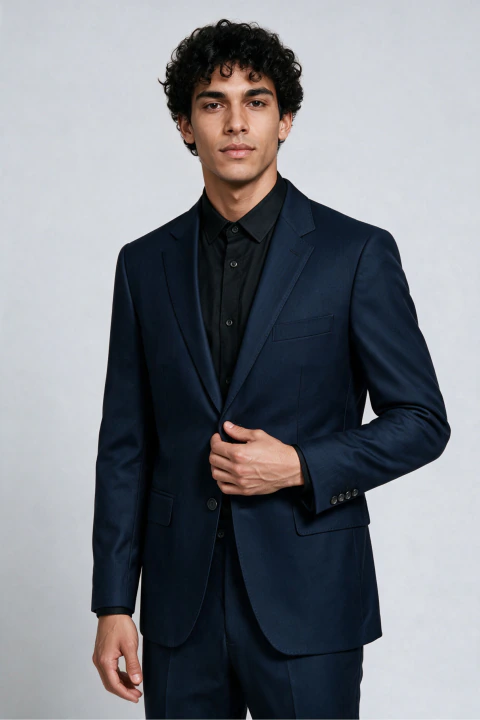 Terno Slim Mescla Stretch Azul Marinho