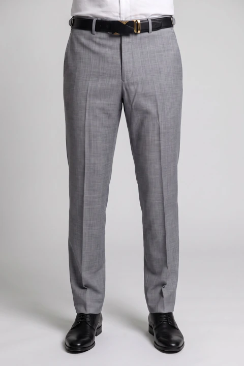 Calça Social Masculina Alfaiataria Slim Fit com Ajuste Xadrez – Cinza