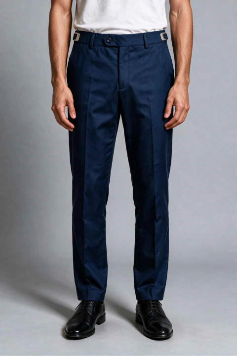 Calça Social Masculina Slim Fit Alfaiataria Com Ajuste – Azul Marinho