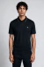 Camisa Polo Masculina Preta Gola Texturizada Borda Branca