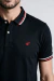 Camisa Polo Masculina Preta Listras Vermelhas e Brancas - comprar online