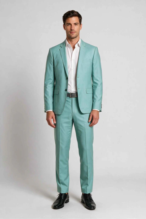 Terno Masculino Slim Fit Tech com Cós Flex – Verde Menta