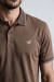 Polo Manga Curta Friso Marrom - buy online