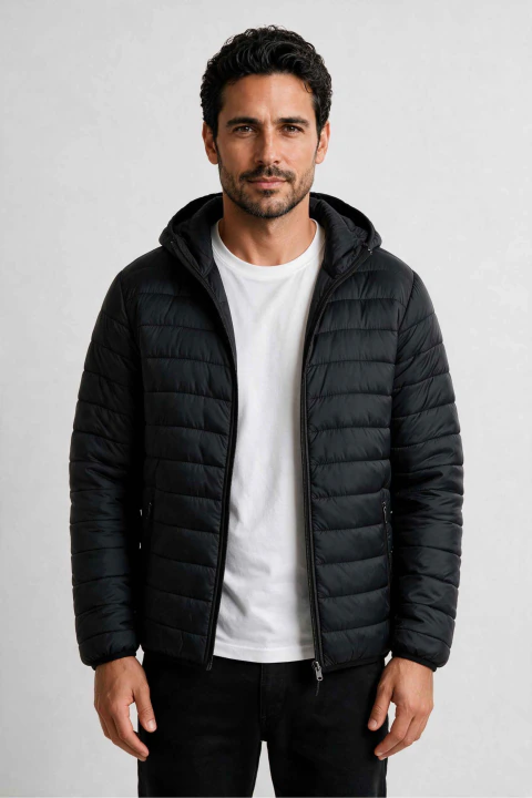 Jaqueta Bobojaco Acolchoada Puffer com Capuz Removível