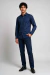 Camisa Social Masculina Slim Fit Manga Longa Polialgodão – Azul Marinho na internet