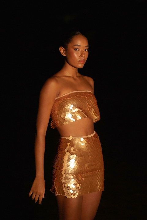 SAIA AGATA PAETÊ DOURADO - comprar online