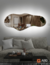 Espejo LED ARD Glanz Luminous Cloud de 120 x 55 cm en un ambiente moderno con sofá y mesa de centro.