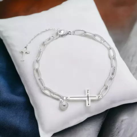 Pulseira com Medalha de Crucifixo Vazado - Inox - Importada