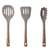 Set De Utensillos De Cocina Gris Mango De Madera C/exhibidor - tienda online