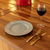 Set De 4 Platos Playos Moderno Rayas De Porcelana Gris - comprar online
