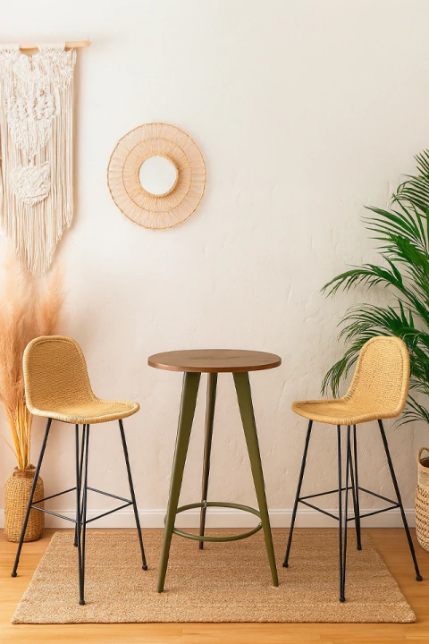 Par Banquetas Altas Taburetes Barra De Rattan Natural Ottawa - comprar online