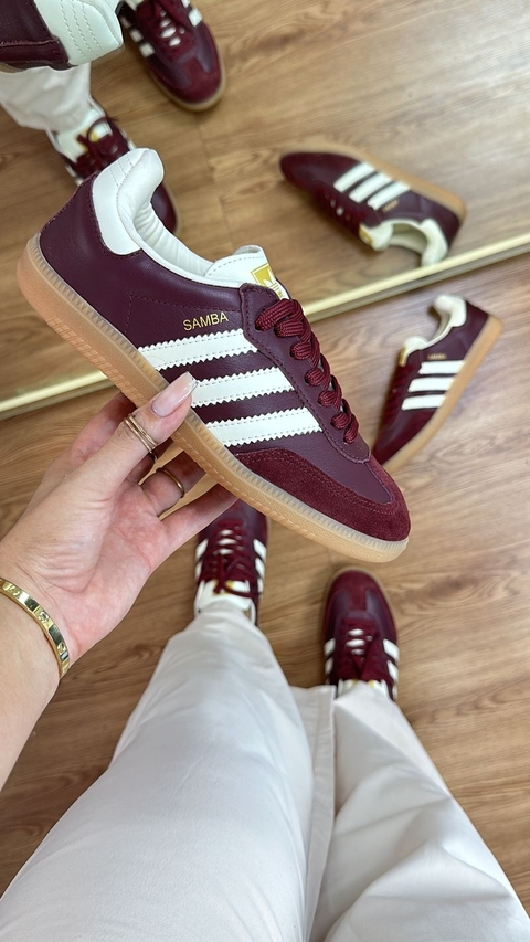 ADIDAS SAMBA FEMININO COURO BORDÔ