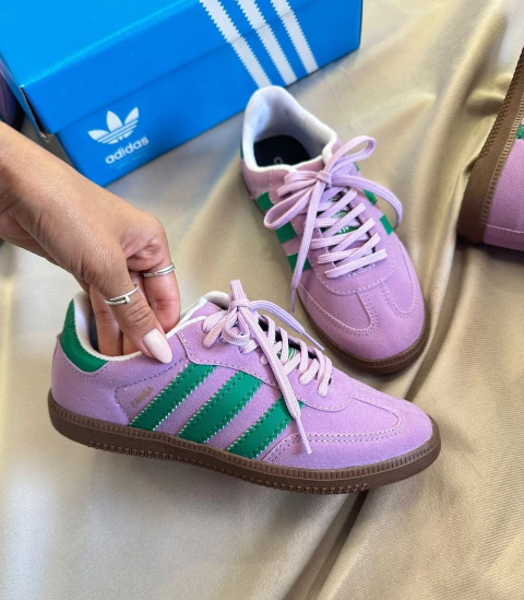 ADIDAS SAMBA SINTÉTICO VERDE/ROSA