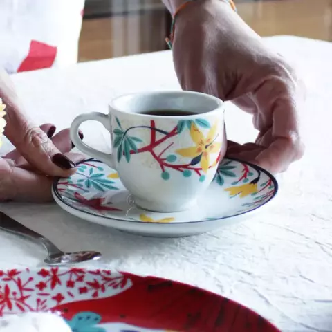 Pocillo de Café con Plato Porcelana