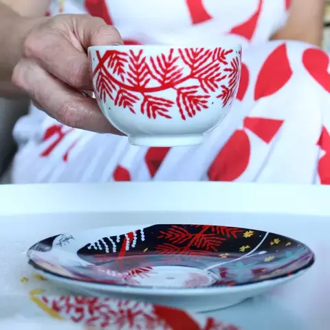 Taza de Té con Plato Porcelana