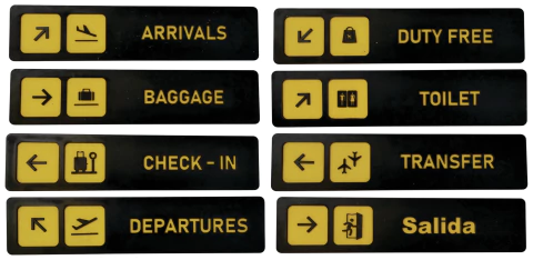 Cartel decorativo tipo señaletica aeropuerto