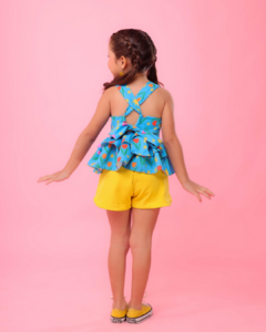 Conjunto Sofia azul com amarelo - comprar online