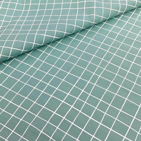 Tricoline Verde Quadriculado Geométrico - comprar online