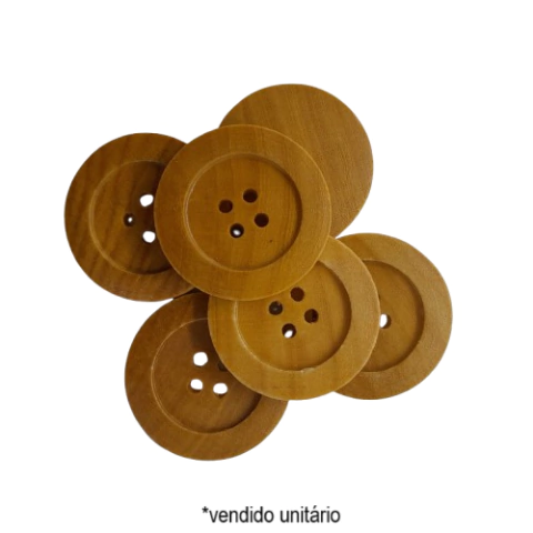 Botão Madeira 4 Furos 28mm - unidade