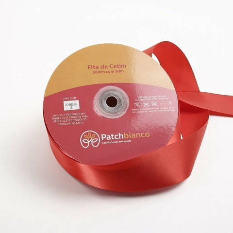 FITA DE CETIM 38MM VERMELHO 26