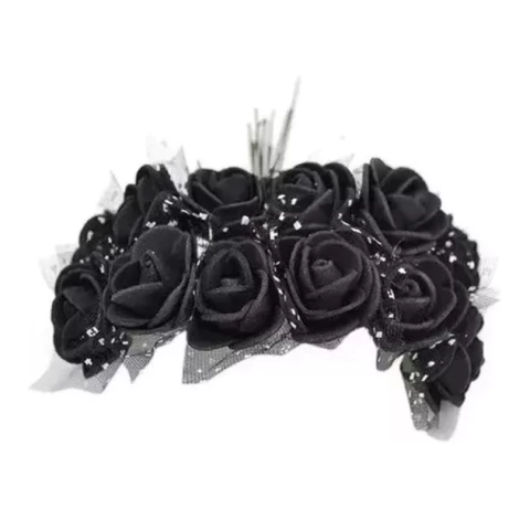 Flor Buquê Mini Botão Rosa Eva Preta