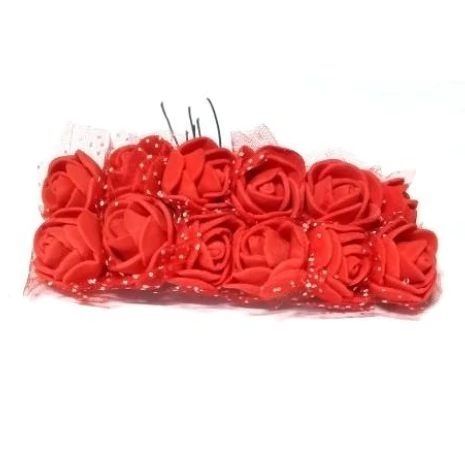 Flor Buquê Mini Botão Rosa Eva Vermelha