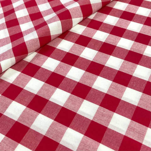 Tricoline Fio Tinto Grande Xadrez Vermelho