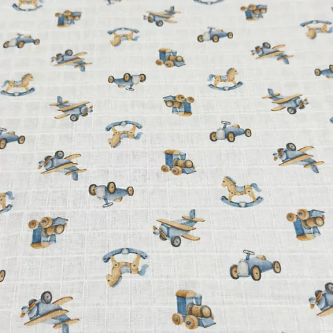 Fralda Quadriculada Avião Carro e Trenzinho Digital 75cm