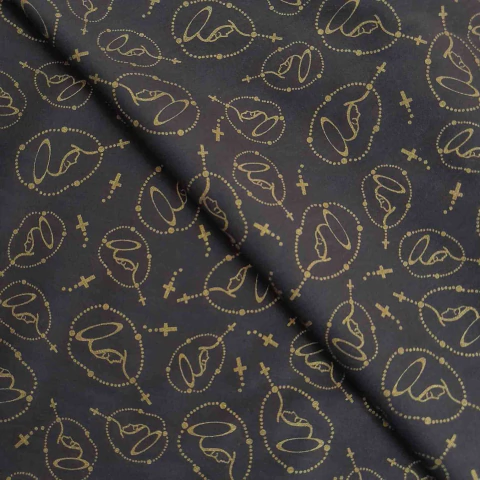 Tricoline Terço Nossa Senhora Aparecida fundo Preto - comprar online